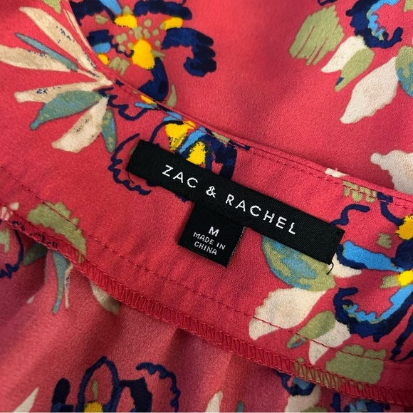 Zach & Rachel Women's Bubble Eye Lit Sleeve Button Down Floral Blouse Medium - Picture 5 of 9